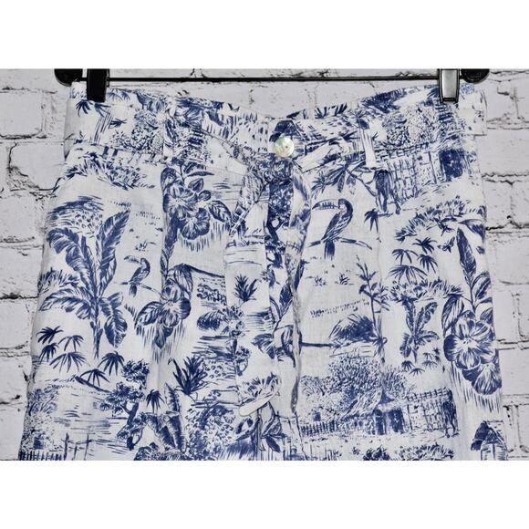 Joie Designer Linen Wide-Leg Tropical Print Relaxed Lightweight Pants Size L - Picture 4 of 6